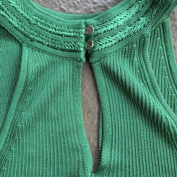 WHBM White House black market braided halter top green knit size S - Picture 8 of 13
